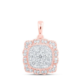 Radiant Rose Gold Diamond Pillow Square Pendant - Splendid Jewellery