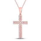 Radiant Rose Gold Diamond Roman Cross Pendant  Top View from Splendid Jewellery