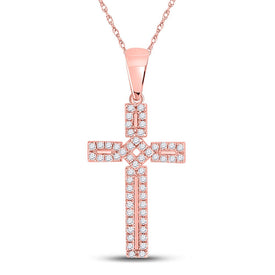 Radiant Rose Gold Diamond Roman Cross Pendant  Top View from Splendid Jewellery
