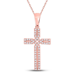 Radiant Rose Gold Diamond Roman Cross Pendant - Splendid Jewellery