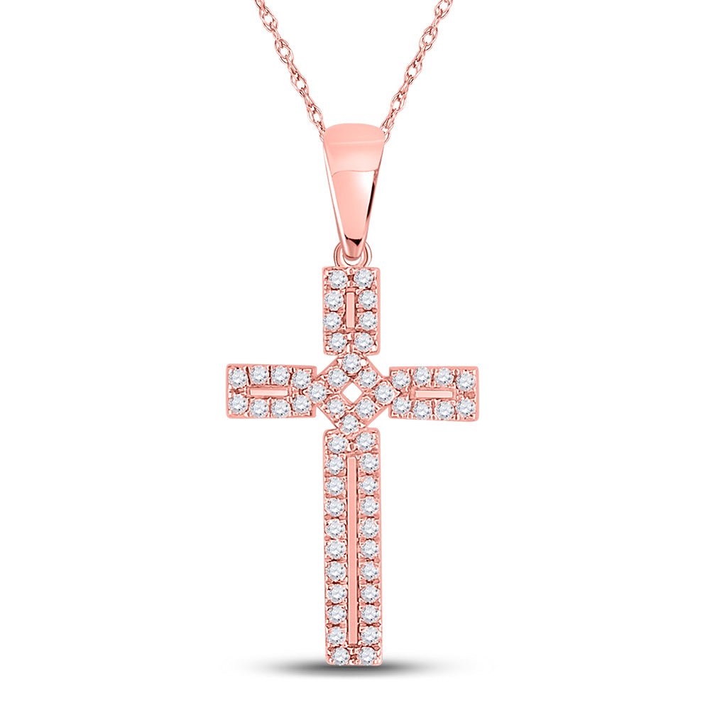 Radiant Rose Gold Diamond Roman Cross Pendant - Splendid Jewellery