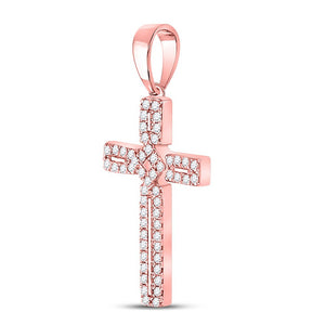 Radiant Rose Gold Diamond Roman Cross Pendant - Splendid Jewellery