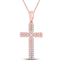 Load image into Gallery viewer, Radiant Rose Gold Diamond Roman Cross Pendant - Splendid Jewellery