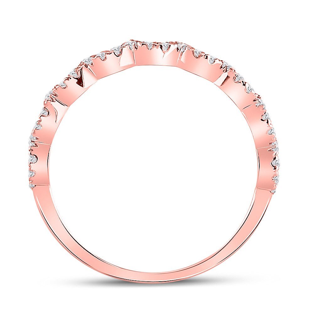 Radiant Rose Gold Diamond Scalloped Stackable Band Ring - Splendid Jewellery