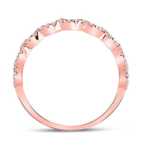 Radiant Rose Gold Diamond Scalloped Stackable Band Ring - Splendid Jewellery