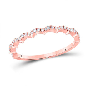 Radiant Rose Gold Diamond Scalloped Stackable Band Ring - Alternate view 1 from Splendid Jewellery