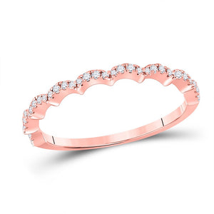 Radiant Rose Gold Diamond Scalloped Stackable Band Ring - Splendid Jewellery