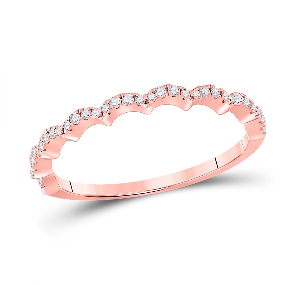 Radiant Rose Gold Diamond Scalloped Stackable Band Ring - Splendid Jewellery