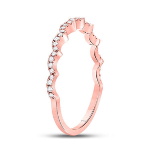 Radiant Rose Gold Diamond Scalloped Stackable Band Ring - Splendid Jewellery