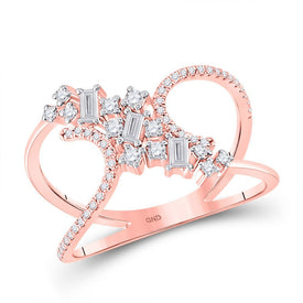 Radiant Rose Gold Diamond Scattered Negative Space Ring - Splendid Jewellery