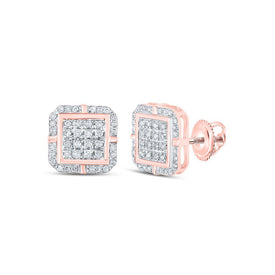 Radiant Rose Gold Diamond Square Earrings - Splendid Jewellery