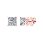 Radiant Rose Gold Diamond Square Earrings: Timeless Elegance in 10kt Rose Gold - Splendid Jewellery