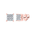 Radiant Rose Gold Diamond Square Earrings: Timeless Elegance in 10kt Rose Gold - Splendid Jewellery