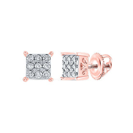 Radiant Rose Gold Diamond Square Earrings: Timeless Elegance in 10kt Rose Gold - Splendid Jewellery
