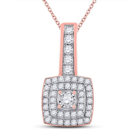 Radiant Rose Gold Diamond Square Pendant - Exquisite Craftsmanship and Dazzling Brilliance - Splendid Jewellery