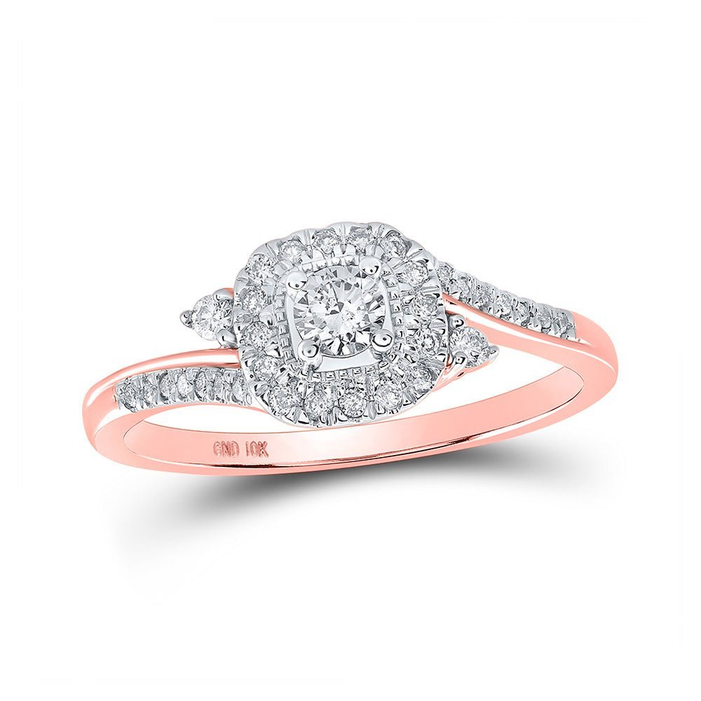 Radiant Rose Gold Diamond Square Ring - A Dazzling Statement Piece - Splendid Jewellery