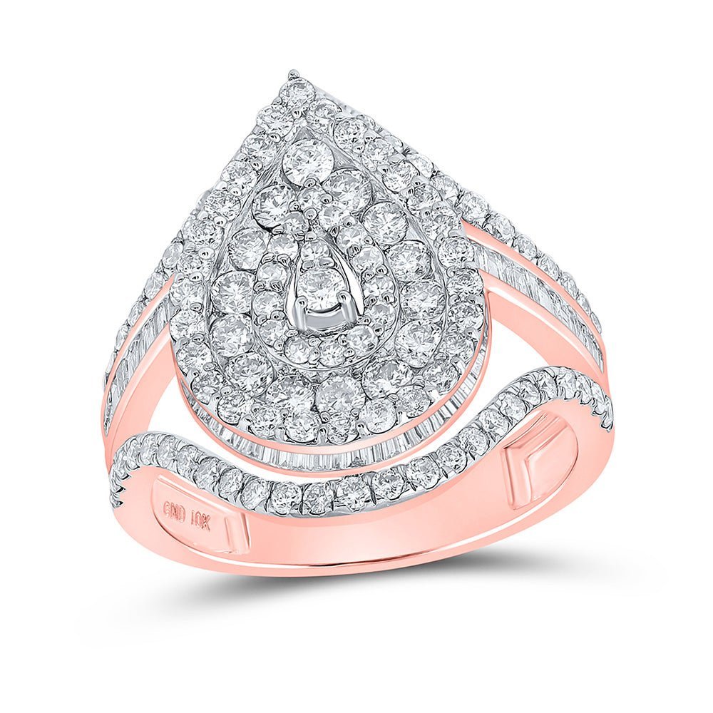 Radiant Rose Gold Diamond Teardrop Cluster Ring - Splendid Jewellery