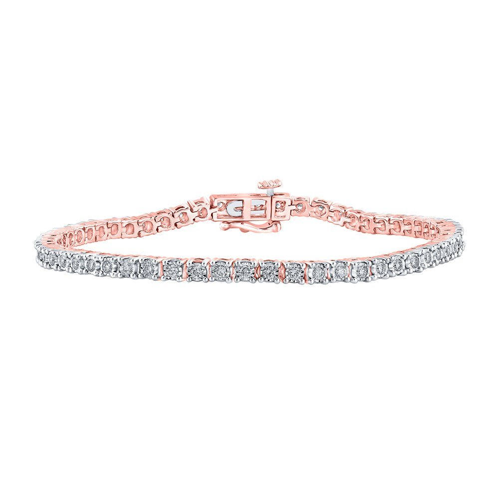 Radiant Rose Gold Diamond Tennis Bracelet - 1 Carat Total Weight - Splendid Jewellery