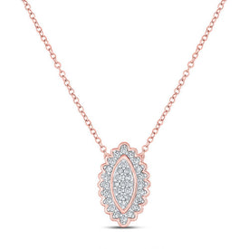 Radiant Rose Gold Diamond Vertical Oval Necklace - Splendid Jewellery