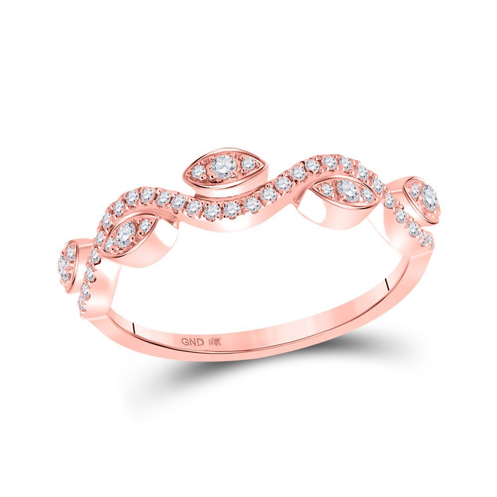 Radiant Rose Gold Diamond Wavy Band Ring - Splendid Jewellery