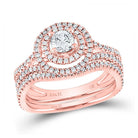 Radiant Rose Gold Diamond Wedding Ring Band Set - 1 Ct.t.w. - Splendid Jewellery
