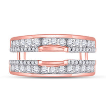 Load image into Gallery viewer, Radiant Rose Gold Diamond Wrap Ring Guard Enhancer - Front View