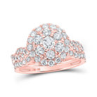 Radiant Rose Gold Double Halo Diamond Wedding Ring Set - Splendid Jewellery
