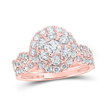 Load image into Gallery viewer, Radiant Rose Gold Double Halo Diamond Wedding Ring Set - Splendid Jewellery