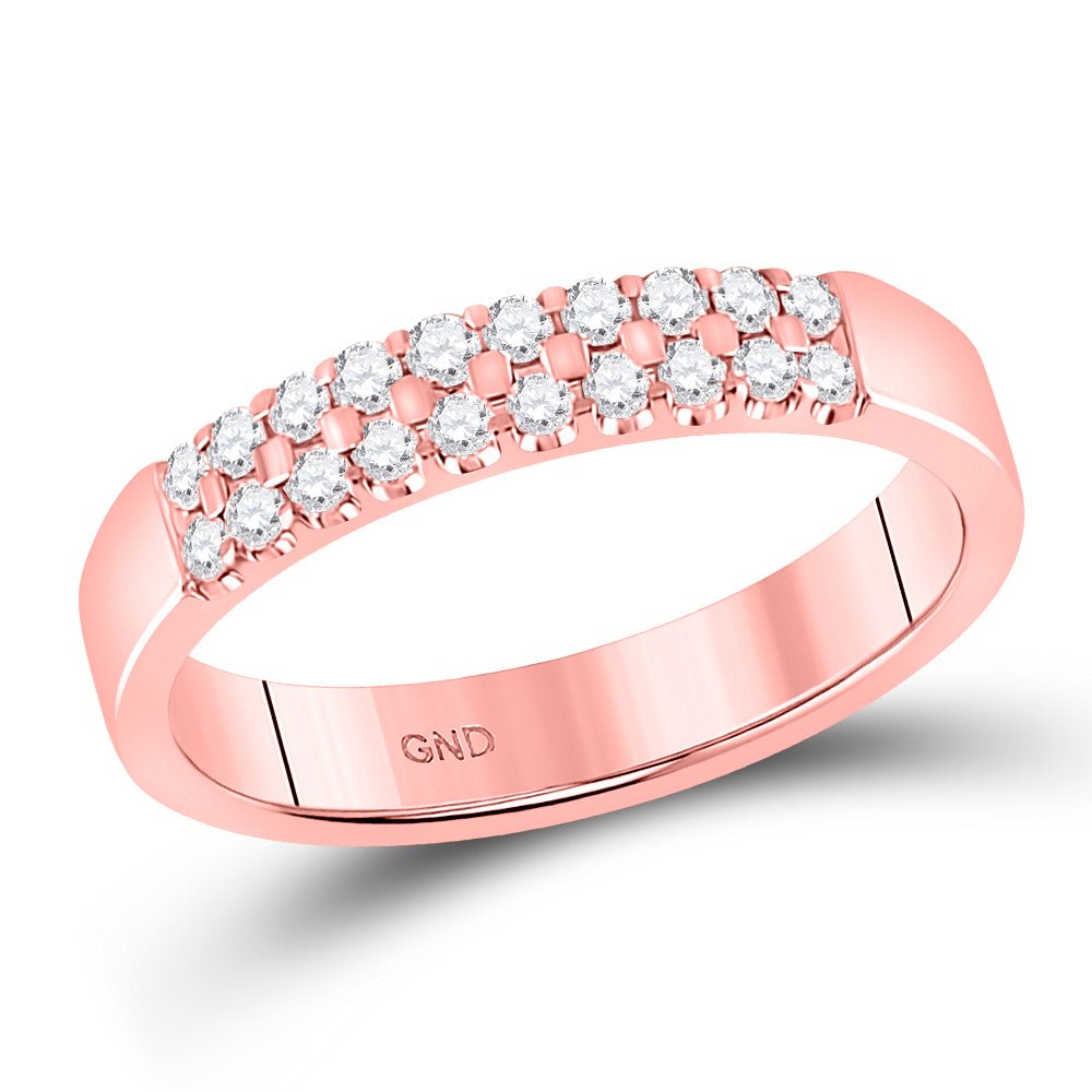 Radiant Rose Gold Double Row Diamond Band - 1/4 Cttw - Splendid Jewellery