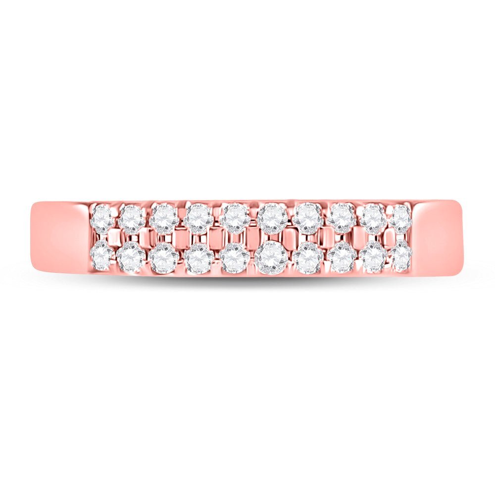 Radiant Rose Gold Double Row Diamond Band - 1/4 Cttw - Splendid Jewellery