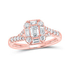 Radiant Rose Gold Emerald Diamond Halo Bridal Wedding Ring - Splendid Jewellery