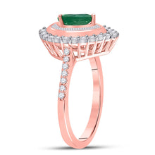 Load image into Gallery viewer, Radiant Rose Gold Emerald Teardrop Ring: A Captivating Gemstone Fashion Statement - Second Side View