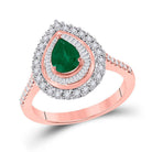 Radiant Rose Gold Emerald Teardrop Ring: A Captivating Gemstone Fashion Statement - Splendid Jewellery