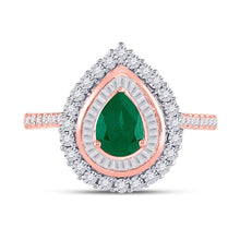 Load image into Gallery viewer, Radiant Rose Gold Emerald Teardrop Ring: A Captivating Gemstone Fashion Statement - Splendid Jewellery