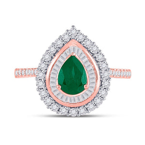 Radiant Rose Gold Emerald Teardrop Ring: A Captivating Gemstone Fashion Statement - Splendid Jewellery