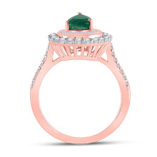 Load image into Gallery viewer, Radiant Rose Gold Emerald Teardrop Ring: A Captivating Gemstone Fashion Statement - Side View
