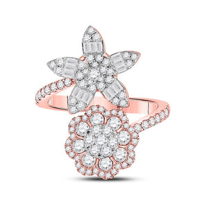 Radiant Rose Gold Floral Diamond Ring - 1 - 1/3 Cttw - Splendid Jewellery