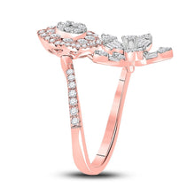 Load image into Gallery viewer, Radiant Rose Gold Floral Diamond Ring - 1-1/3 Cttw - Side View