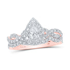 Radiant Rose Gold Halo Diamond Wedding Ring Set - 1 Cttw - Splendid Jewellery