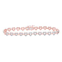Load image into Gallery viewer, Radiant Rose Gold Heart Diamond Bracelet - 1 - 3/8 Cttw - Splendid Jewellery