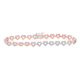 Radiant Rose Gold Heart Diamond Bracelet - 1 - 3/8 Cttw - Splendid Jewellery