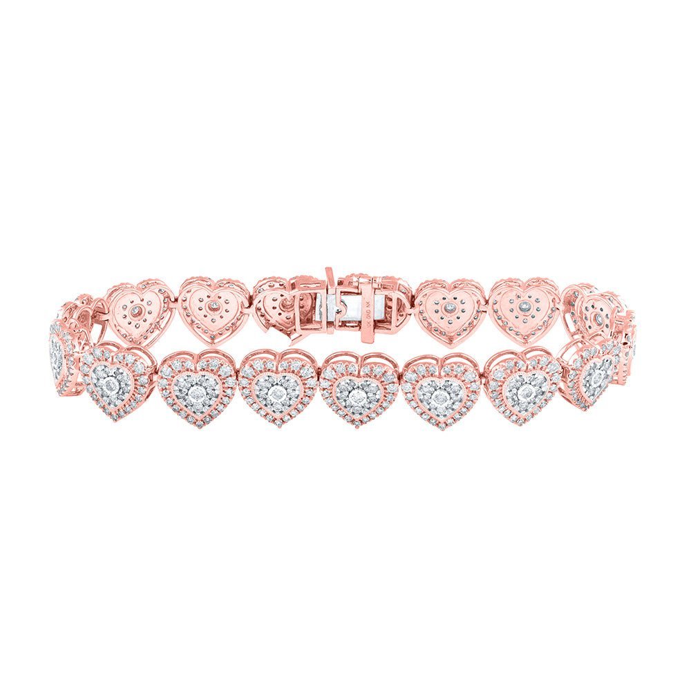Radiant Rose Gold Heart Diamond Bracelet - 3 - 7/8 Cttw - Splendid Jewellery