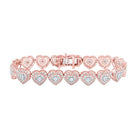 Radiant Rose Gold Heart Diamond Bracelet - 3 - 7/8 Cttw - Splendid Jewellery