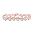 Radiant Rose Gold Heart Diamond Bracelet - 3 - 7/8 Cttw - Splendid Jewellery