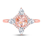 Radiant Rose Gold Morganite Halo Bridal Wedding Ring - Splendid Jewellery