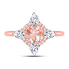 Radiant Rose Gold Morganite Halo Bridal Wedding Ring - Splendid Jewellery