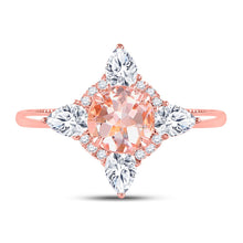 Load image into Gallery viewer, Radiant Rose Gold Morganite Halo Bridal Wedding Ring - Front View