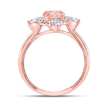 Load image into Gallery viewer, Radiant Rose Gold Morganite Halo Bridal Wedding Ring - Splendid Jewellery
