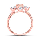 Radiant Rose Gold Morganite Halo Bridal Wedding Ring - Side View
