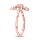 Radiant Rose Gold Morganite Halo Bridal Wedding Ring - Splendid Jewellery
